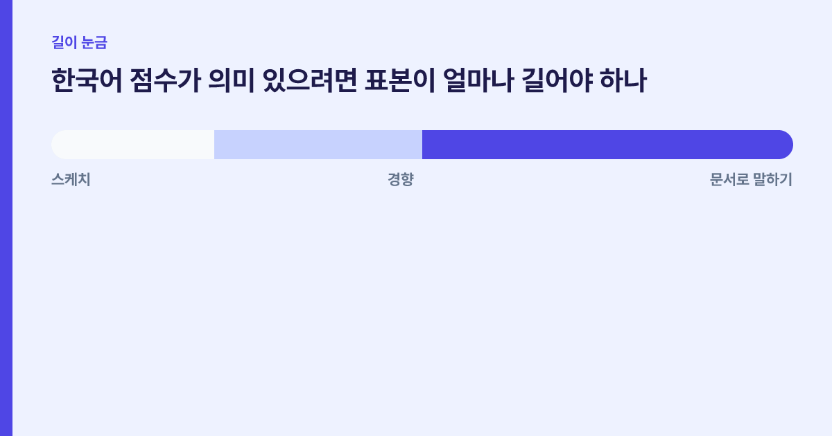 짧은 표본과 충분한 표본을 나눈 길이 눈금