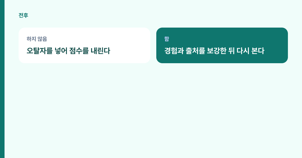 비난형 메일과 조건형 메일을 나란히 비교